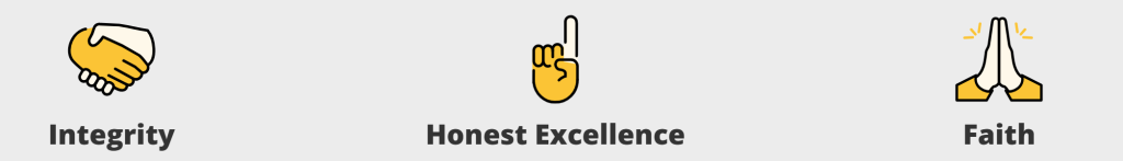 Asbury Electric's values: integrity, honest excellence, and faith.